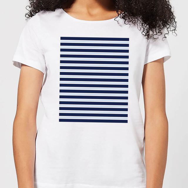 Candlelight Blue Line Pattern Women's T-Shirt - White - XL - Weiß on Productcaster.