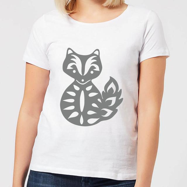 Candlelight Folk Silhouette Fox Cutout Women's T-Shirt - White - L - Weiß on Productcaster.