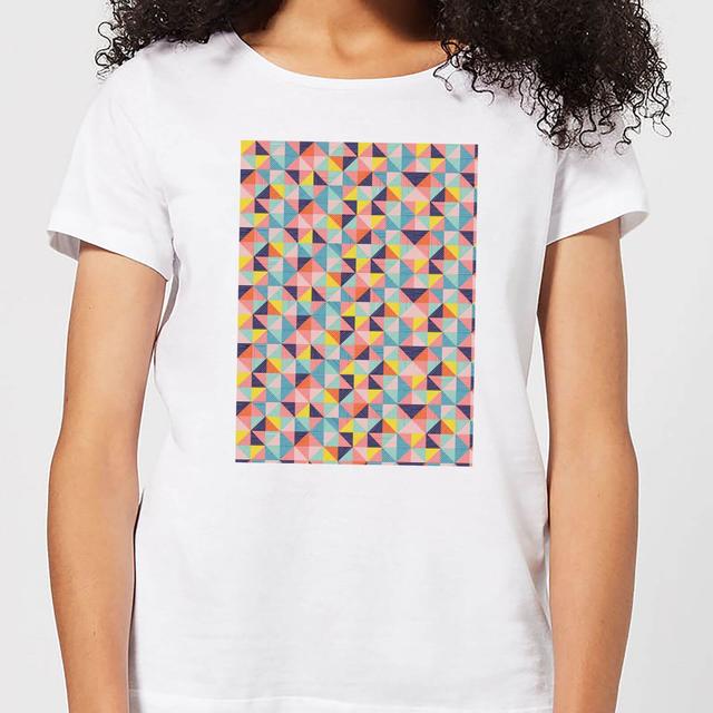 Candlelight Funky Colourful Square Checkered Pattern Women's T-Shirt - White - XXL - Weiß on Productcaster.