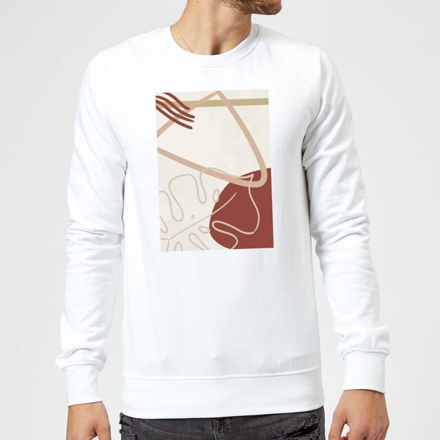 Candlelight Decorative Leaf And Shape Print Sweatshirt - White - L - Weiß on Productcaster.