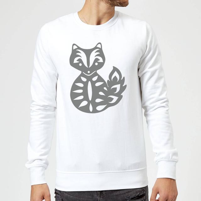 Candlelight Folk Silhouette Fox Cutout Sweatshirt - White - M - Weiß on Productcaster.