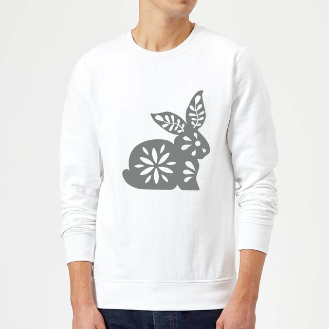 Candlelight Folk Silhouette Rabbit Cutout Sweatshirt - White - L - Weiß on Productcaster.