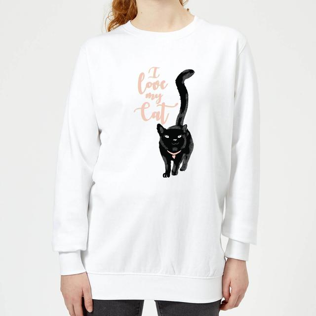 Candlelight I Love My Cat Black Cat Women's Sweatshirt - White - L - Weiß on Productcaster.