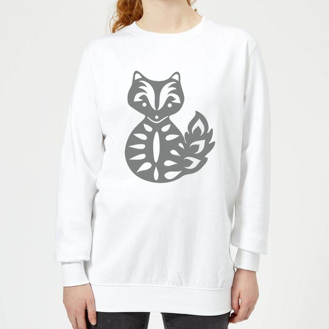 Candlelight Folk Silhouette Fox Cutout Women's Sweatshirt - White - XL - Weiß on Productcaster.