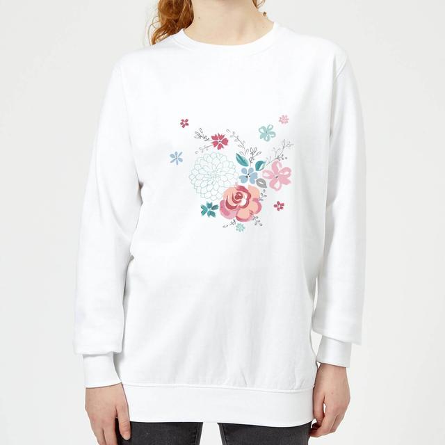 Candlelight Water Colour Flower Bouquet Women's Sweatshirt - White - S - Weiß on Productcaster.