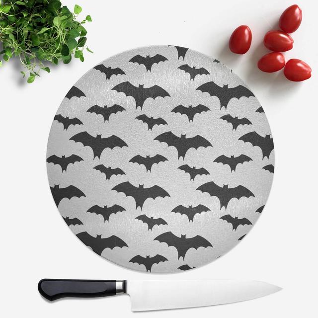 Black And White Bat Pattern Round Chopping Board on Productcaster.