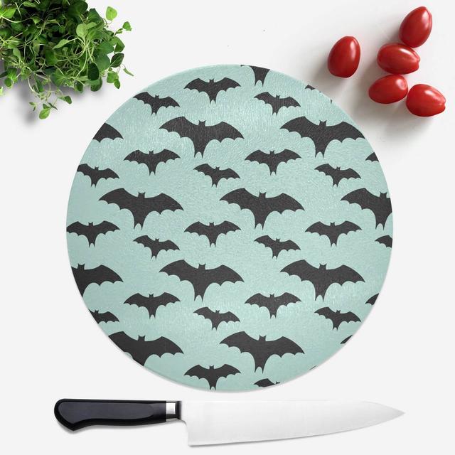 Black And Blue Bat Pattern Round Chopping Board on Productcaster.