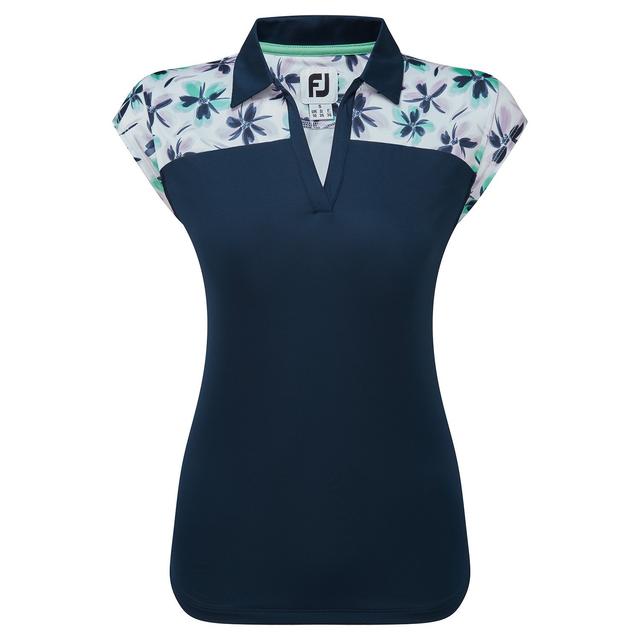 FootJoy Blocked Floral Print Cap Sleeveless Ladies Golf Polo Shirt by Scottsdale Golf on Productcaster.