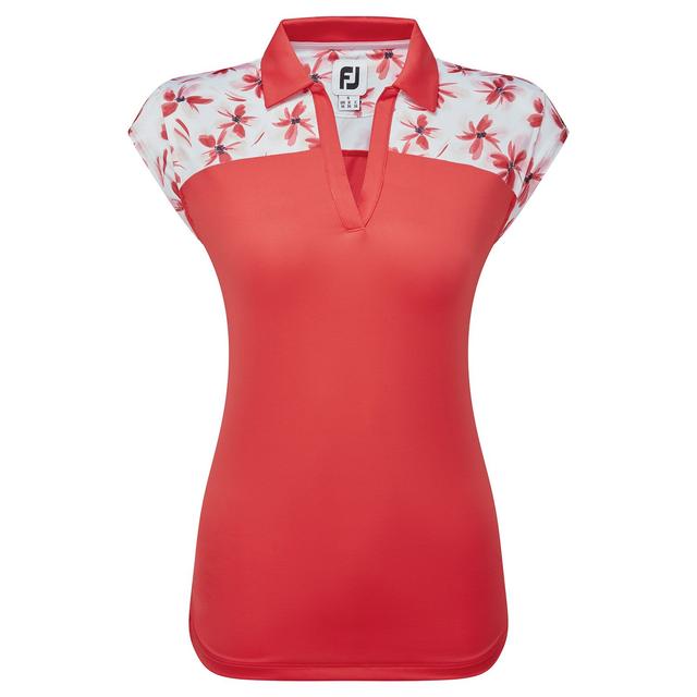 FootJoy Blocked Floral Print Cap Sleeveless Ladies Golf Polo Shirt on Productcaster.