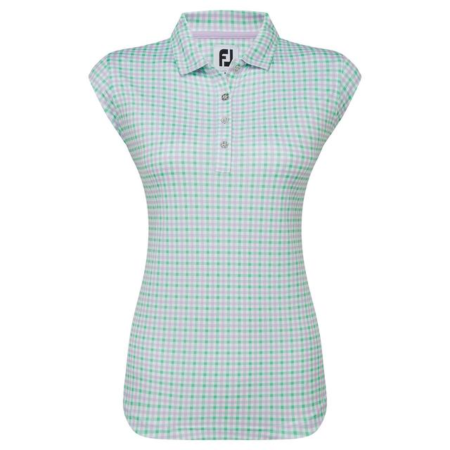 FootJoy Gingham Print Cap Sleeve Ladies Golf Polo Shirt on Productcaster.