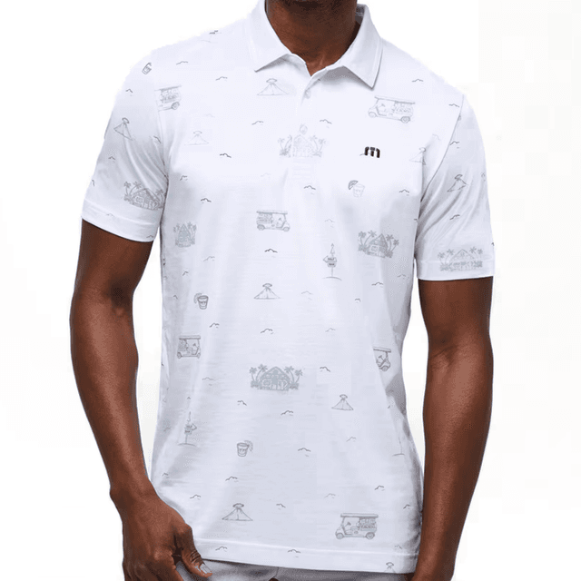 TravisMathew Tiki Mapes Print Polo Shirt on Productcaster.