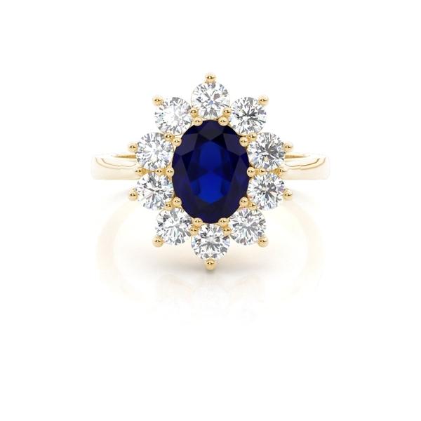 Oval Diamantringe Edelstein Diamantringe 9K Gelbgold | Blauer Saphir Edelstein | Diamond Jewellery By Diamonds Factory Austria on Productcaster.