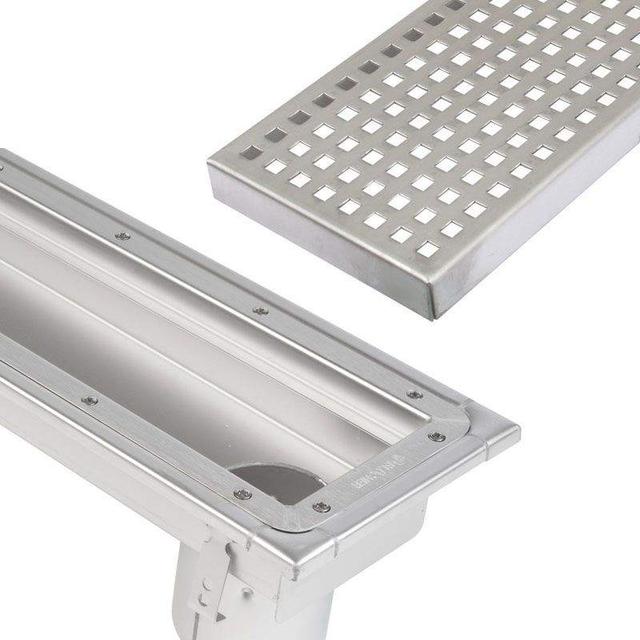 Commercial Linear Channel Drain 1500mm for Sheet Floor - End Outlet Stainless Steel Blucher on Productcaster.