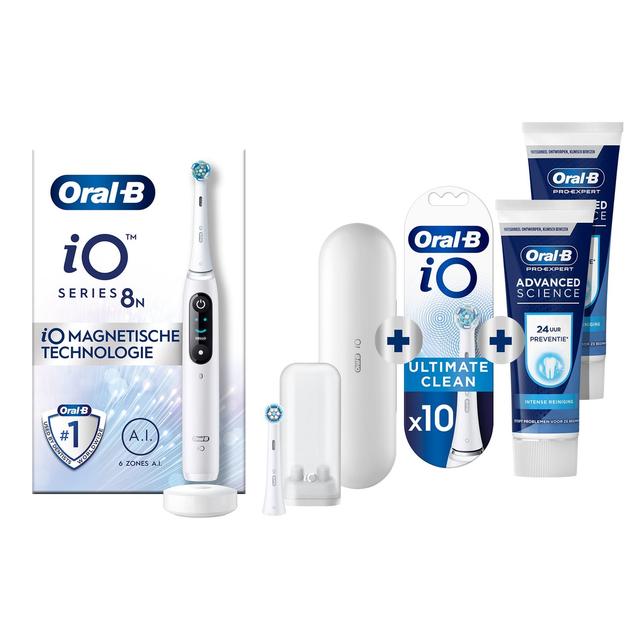 Oral-B iO 8N Elektrische Tandenborstel Wit - With Toothpaste - Tandenborstel met 10 Opzetborstels on Productcaster.