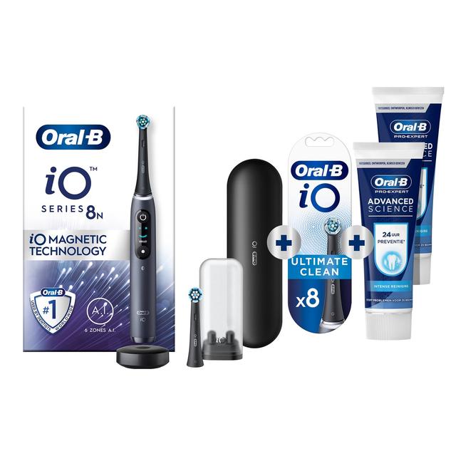 Oral-B iO 8N Elektrische Tandenborstel Zwart - With Toothpaste - Tandenborstel met 8 Opzetborstels on Productcaster.