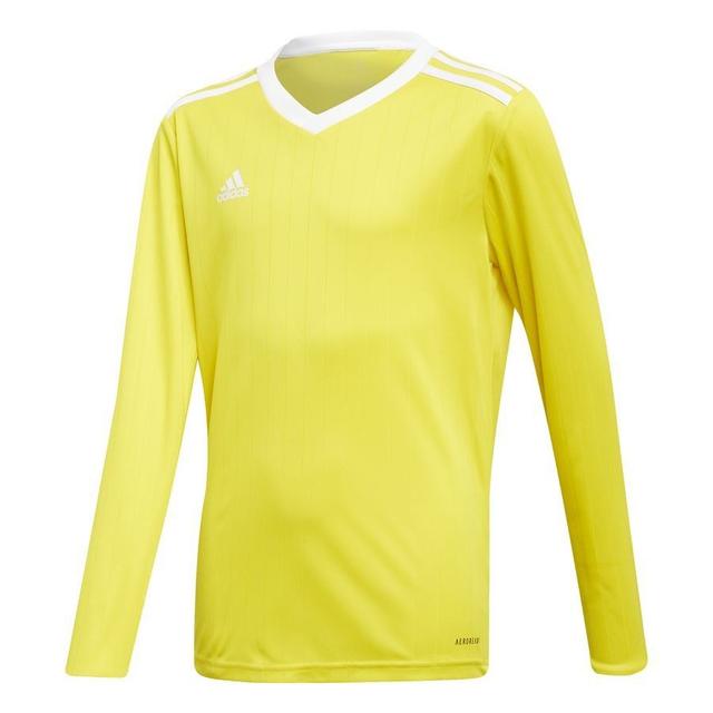 adidas Playershirt Tabela 18 - Yellow/white Long Sleeves Kids, size 152 cm on Productcaster.