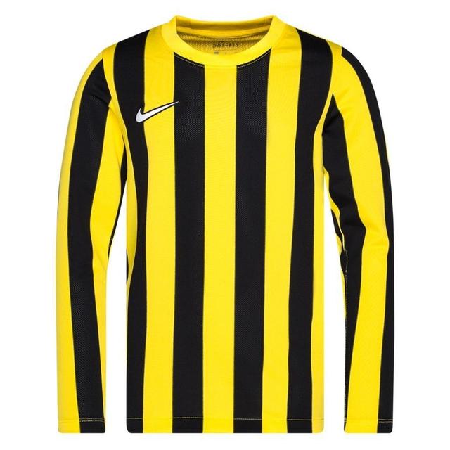 Nike Playershirt Dri-fit Striped Division Iv - Tour Yellow/black/white Long Sleeves Kids, size S: 128-137 cm on Productcaster.