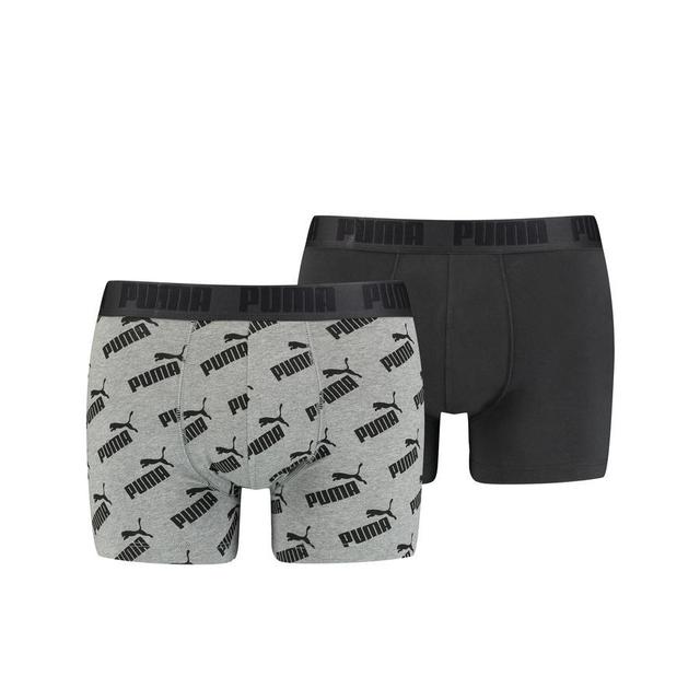 PUMA Boxer Shorts Aop 2-pack - Grey/black, size Small on Productcaster.