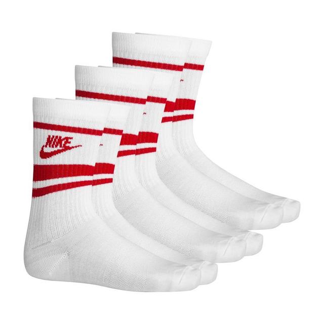 Nike Socks Nsw Crew Essential 3-pack - White/university Red/university Red, size S: 34-38 on Productcaster.