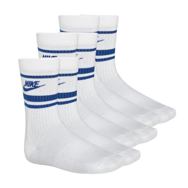 Nike Socks Nsw Crew Essential 3-pack - White/game Royal, size S: 34-38 on Productcaster.