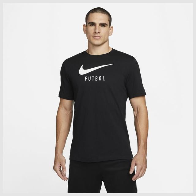 Nike T-shirt Swoosh Futbol - Black/white, size Large on Productcaster.