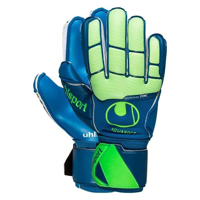 Uhlsport Goalkeeper Gloves Aquasoft - Pacific Blue/fluo Green, size 9½ on Productcaster.