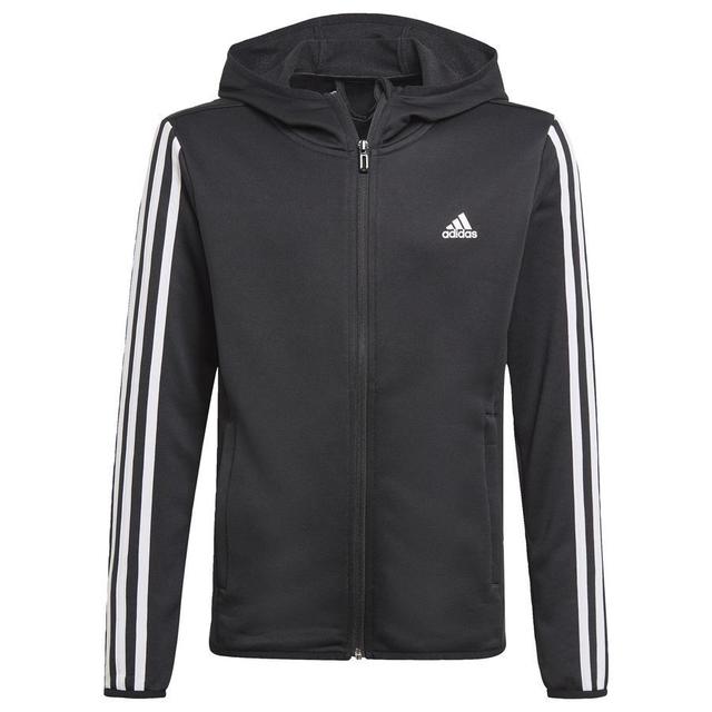 adidas Hoodie Designed To Move 3-stripes - Black/white Kids, size 116 cm on Productcaster.