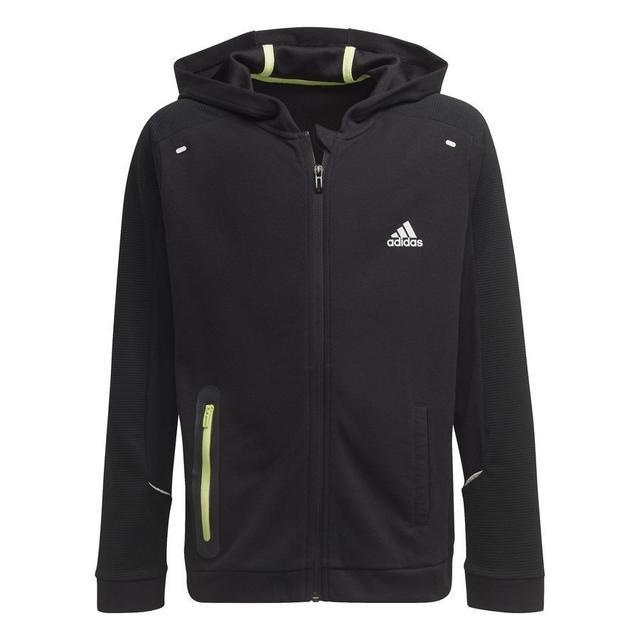 adidas Hoodie Xfg Full Zip - Black/pulse Lime Kids, size 140 cm on Productcaster.