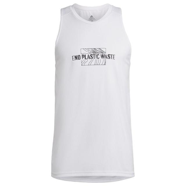 adidas Tank Top Own The Run End Plastic Waste - White, size Large on Productcaster.