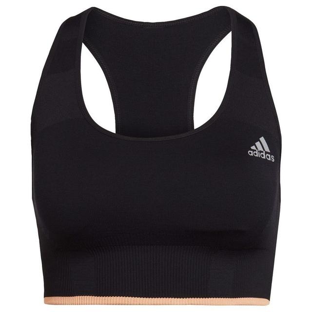 adidas Sports Bra Run Medium Support Merino - Black/orange Woman, size X-Small on Productcaster.