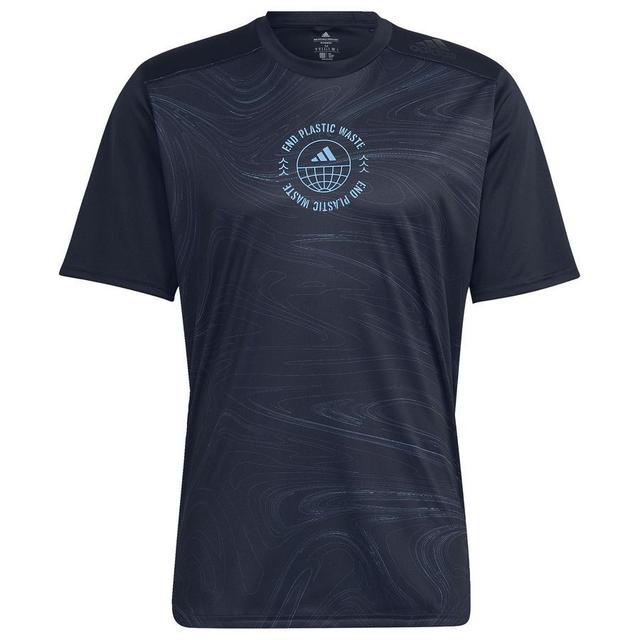 adidas T-shirt Running For The Oceans - Black/pulse Blue, size X-Large on Productcaster.