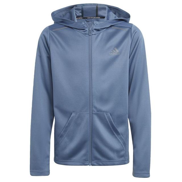 adidas Hoodie Aeroready Hiit Full Zip - Blue Kids, size 164 cm on Productcaster.