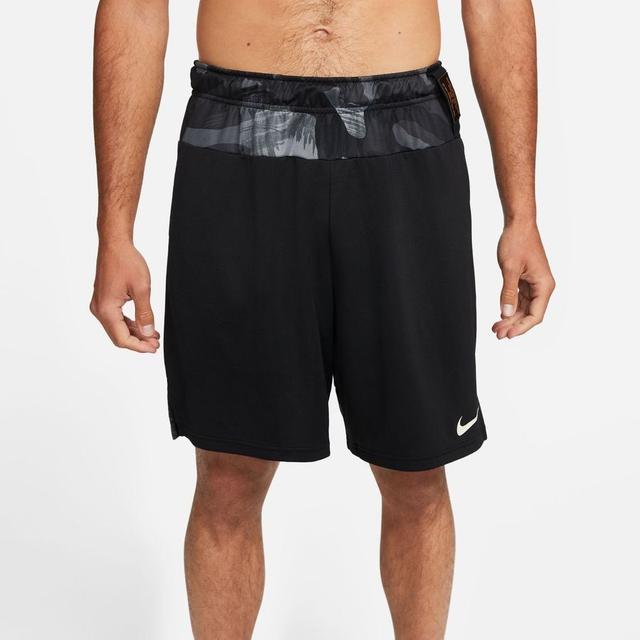 Nike Training Shorts Dri-fit Knit Camo - Black/coconut Milk, size Medium on Productcaster.