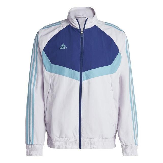 adidas Jacket Tiro Woven - Silver Metallic/blue, size Small on Productcaster.