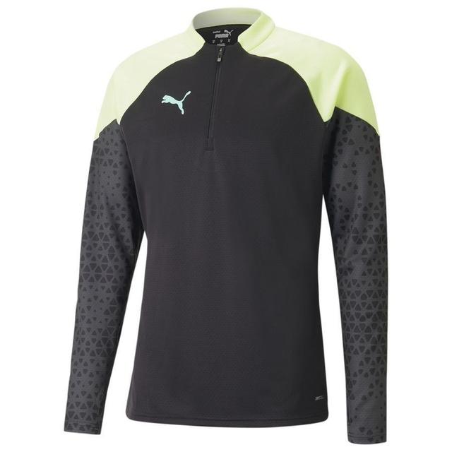 PUMA Training Shirt Individualcup 1/4 Zip - Black/fast Yellow, size Medium on Productcaster.