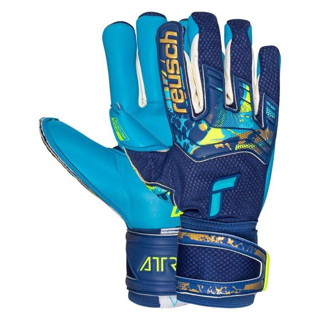 Reusch Goalkeeper Gloves Attrakt Aqua True Blue/gold/aqua Blue, size 8½ on Productcaster.