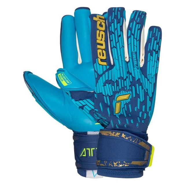 Reusch Goalkeeper Gloves Attrakt Freegel Aqua Windproof - True Blue/gold/aqua Blue, size 9½ on Productcaster.