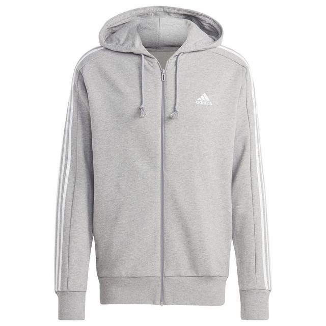 adidas Hoodie Essentials French Terry 3-stripes Full Zip - Grey, size Large on Productcaster.