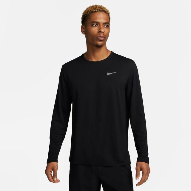 Nike Running Shirt Dri-fit Uv Miler L/s - Black/reflect Silver, size Large on Productcaster.