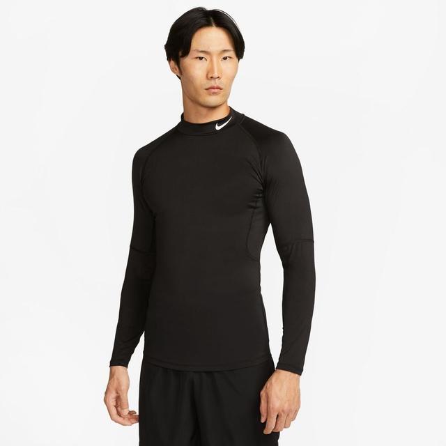 Nike Pro Top Dri-fit Mock - Black/white Long Sleeves, size Large on Productcaster.