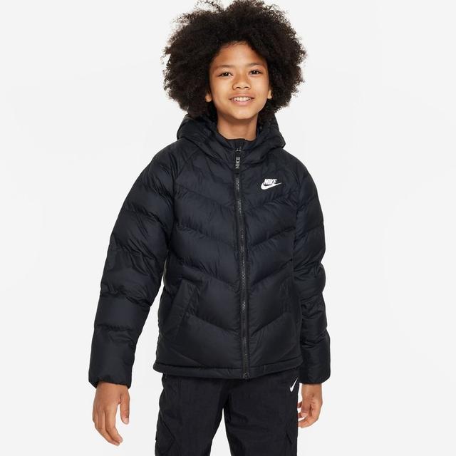 Nike Winter Jacket Nsw Synthetic-fill Hooded - Black/white Kids, size M: 137-147 cm on Productcaster.