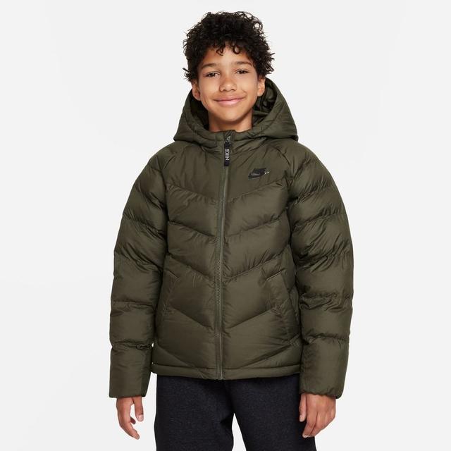 Nike Winter Jacket Nsw Synthetic-fill Hooded - Cargo Khaki/black Kids, size S: 128-137 cm on Productcaster.