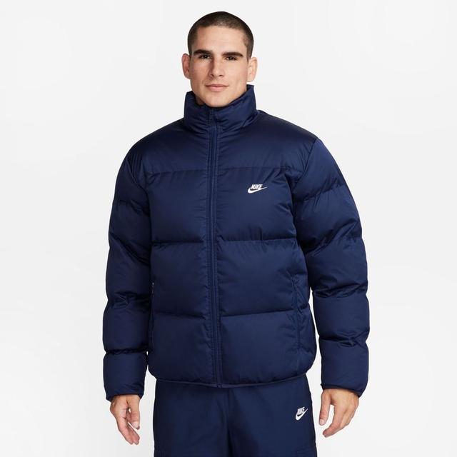 Nike Winter Jacket Therma-fit Club Puffer - Midnight Navy/white, size Medium on Productcaster.