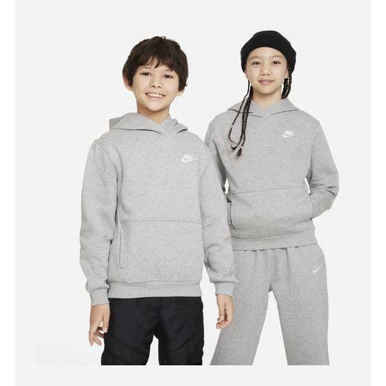 Nike Hoodie Nsw Club Fleece - Dk Grey Heather/white Kids, size XL: 158-170 cm on Productcaster.