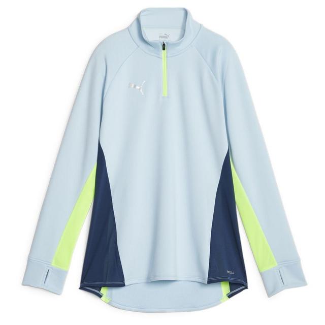 PUMA Training Shirt Individualblaze 1/4 Zip Gear Up - Sky Blue/persian Blue/pro Green Woman, size Small on Productcaster.