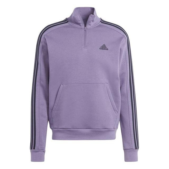 adidas Sweatshirt Essentials 3-stripes Fleece 1/4 Zip - Violet, size X-Small on Productcaster.