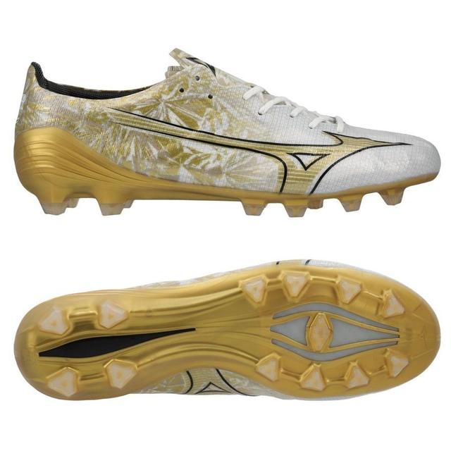 Mizuno Alpha Elite Fg Prism Gold - Hvid/guld/sort - Græs (Fg), størrelse 45 on Productcaster.