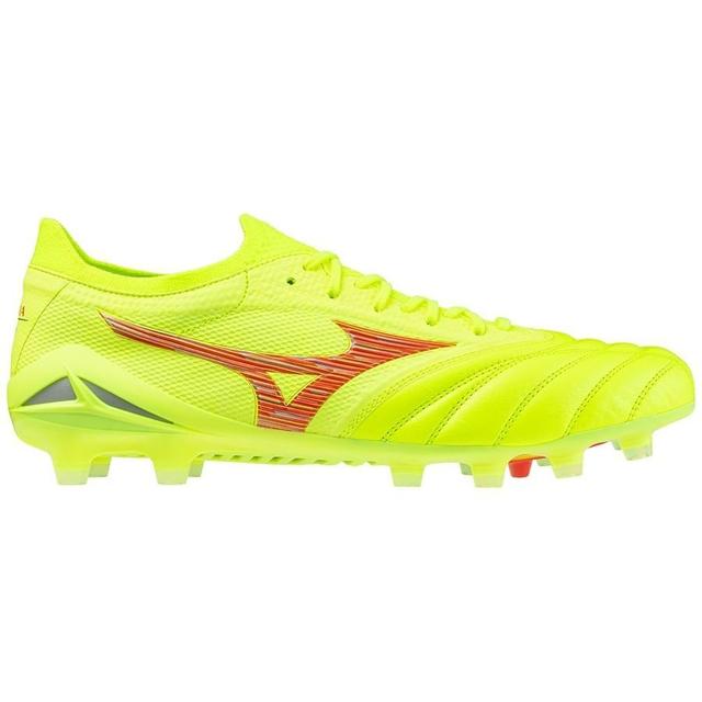 Mizuno Morelia Neo Iv Beta Made In Japan Fg Dyna - Safety Yellow/fiery Coral Pre-order, size 46 on Productcaster.