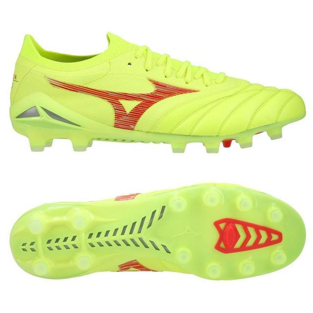 Mizuno Morelia Neo Iv Beta Made In Japan Fg/ag Dyna - Safety Yellow/fiery Coral, size 39 on Productcaster.