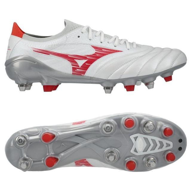 Mizuno Morelia Neo Iv Beta Elite Sg Charge - White/radiant Red, size 42½ on Productcaster.